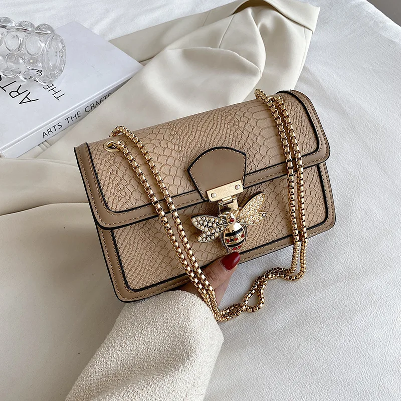﻿  Luxury Handbags for Women Crossbody Bags Bee Lock Tote Casual Flap Purses Crocodile Print Leather Handbag Ladies Shoulder Ba