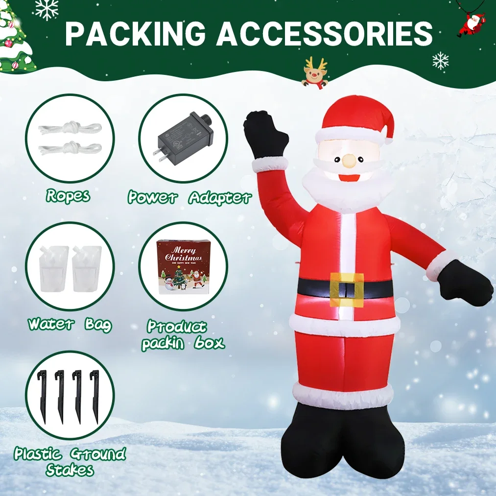 2025 6FT Christmas Decoration Inflatables Outdoor Blow Up Santa Claus 180cm With LED light New Year Party Yard Garden Cafe Decor