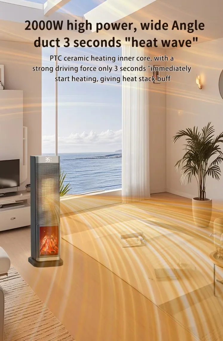 توفير الطاقة ثلاثية الأبعاد تأثير اللهب المحمولة PTC سخان السيراميك التحكم عن بعد درجة حرارة قابلة للتعديل للمنزل #3