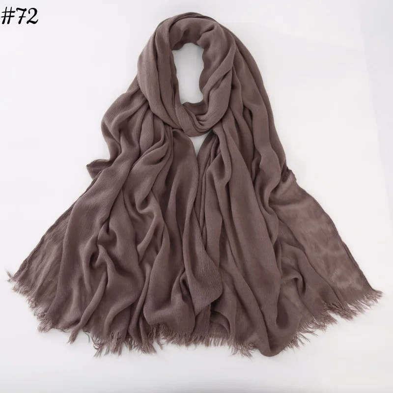 95-Farben-Schal aus weicher Baumwoll-Viskose, Rayon-Material, muslimischer Hijab, nahöstlich, einfarbig, Kopftuch mit Quaste – Detail 23