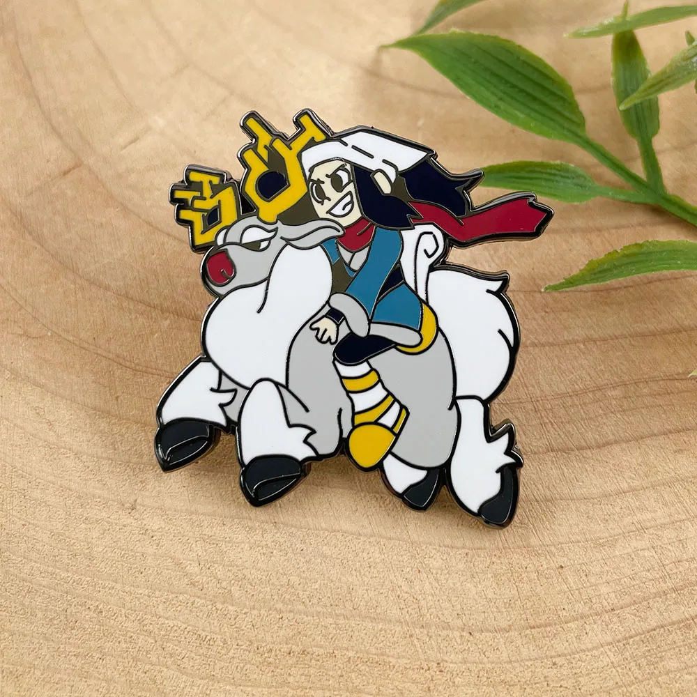 

White Deer And Cartoon Girl Brooch Role Playing Game Badge Clothing Bags Lapel Accessories Player Cartoon Gifts