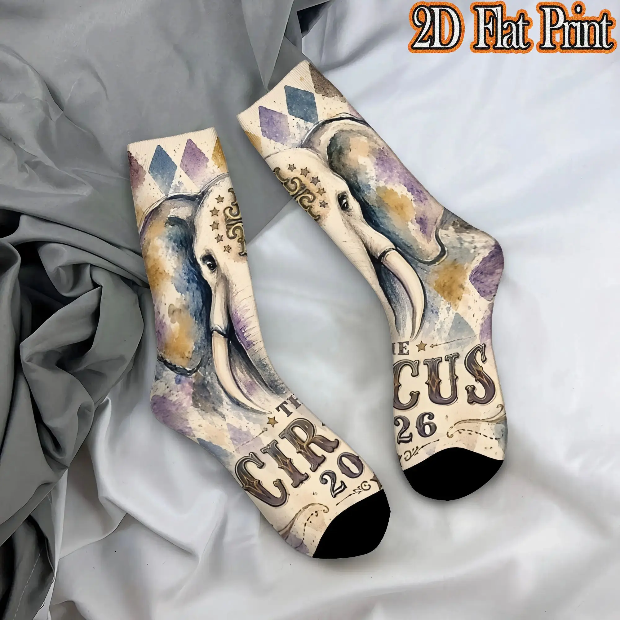 Nellie Harajuku Men's Circus Theme Mid Tube Socks Unisex Breathable Crew Sock Cycling socks