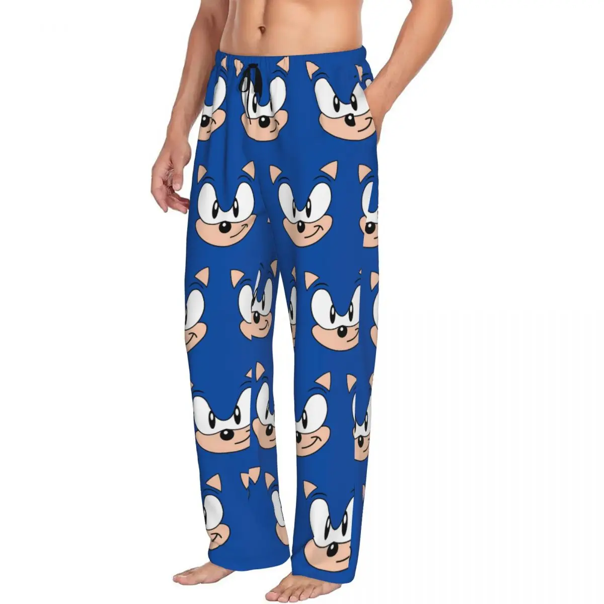 Custom Print Soniced Pajama Pants Men Hedgehog Game Sleep Sleepwear Bottoms with Pockets view 2