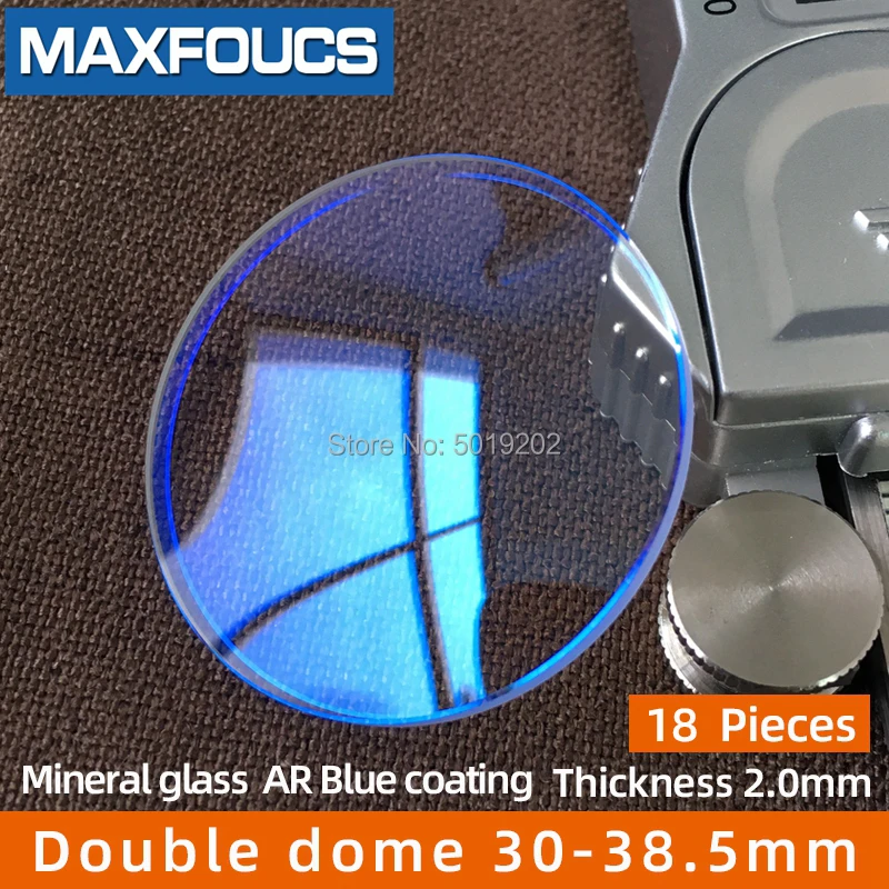 

18pcs 30mm-38.5mm Round 2.0mm Thick Clear Watch Glass Kits Double Dome Blue Ar Coating Mineral Crystals Parts Replacement Set