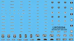 1/35 Scale Vehicle Dials & Placards Sd.Kfz. 221-222 & 223 (PE+Decal) LW35094 Modeling Upgrade Kits