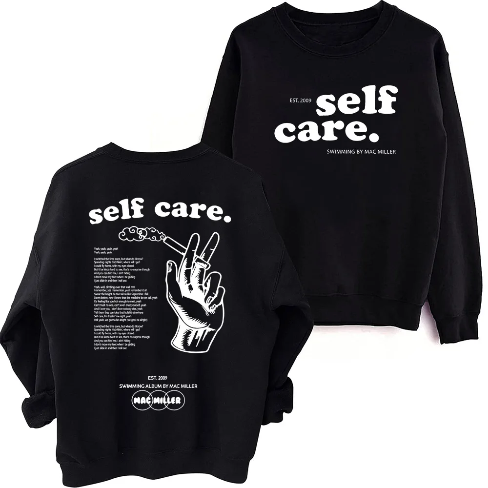 Mac M Self Care Music Sweatshirt Swimming Album Merch Round Neck Oversized Tops Mac M Fans Gift Tops