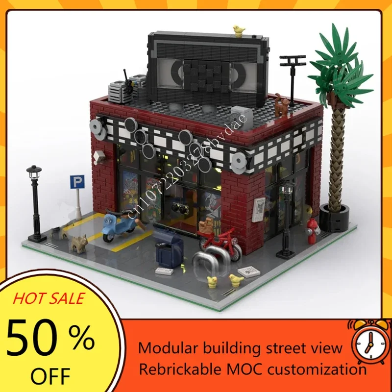 

1746 шт. видеомагазин горячий город MOC головоломка креативная модель с видом на улицу архитектурная модель DIY сборка игрушка на день рождения Рождественский подарок