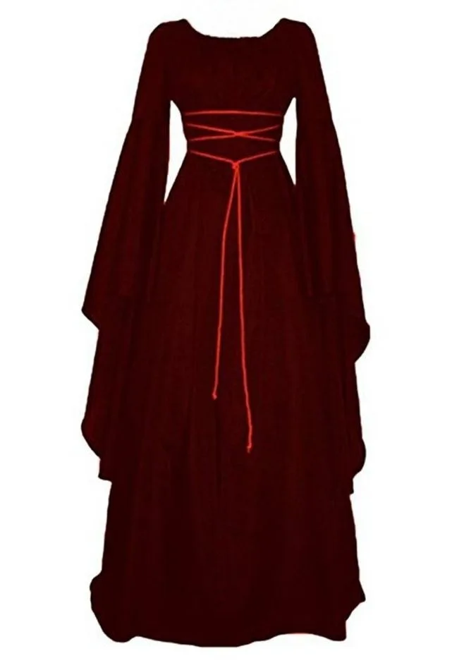 Medieval Renaissance Gown Dress for Women Adjustable Lace up Irish Retro Gown Gothic Long Dress Halloween Costumes Dresses