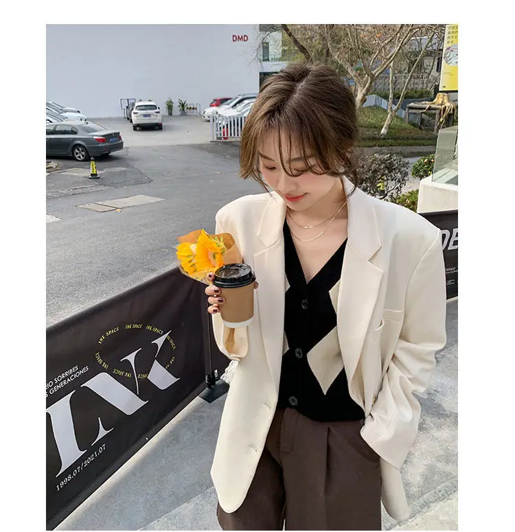 سترة نسائية تقدم 2025 معطف رسمي أخضر جديد أنثى كم طويل زر واحد مستقيم مكتب السيدات ملابس العمل القمم