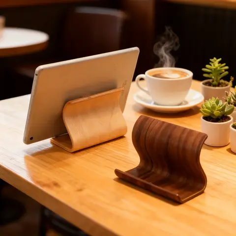 [새로운 나무 휴대폰 거치대] 새로운 휴대용 나무 데스크탑 휴대폰 거치대 |   아이패드 태블릿용 창의적인 레이지 홀더, 범용 모바일 스탠드