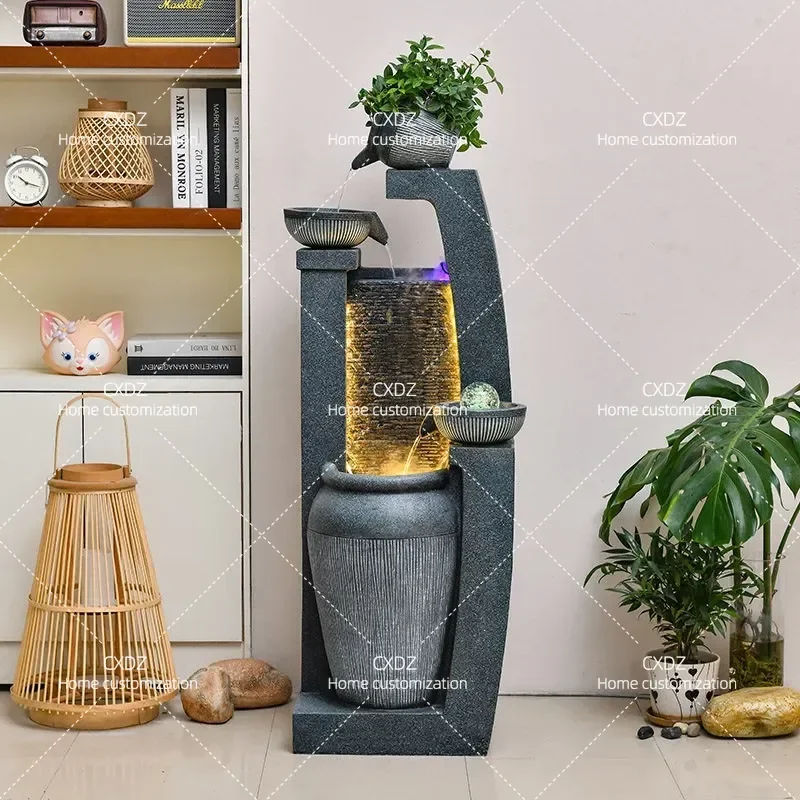 Simple Light Luxury Fountain Flowing Water Ornament Circular Floor Living Room Indoor Corner Decoration Entrance Landscape
