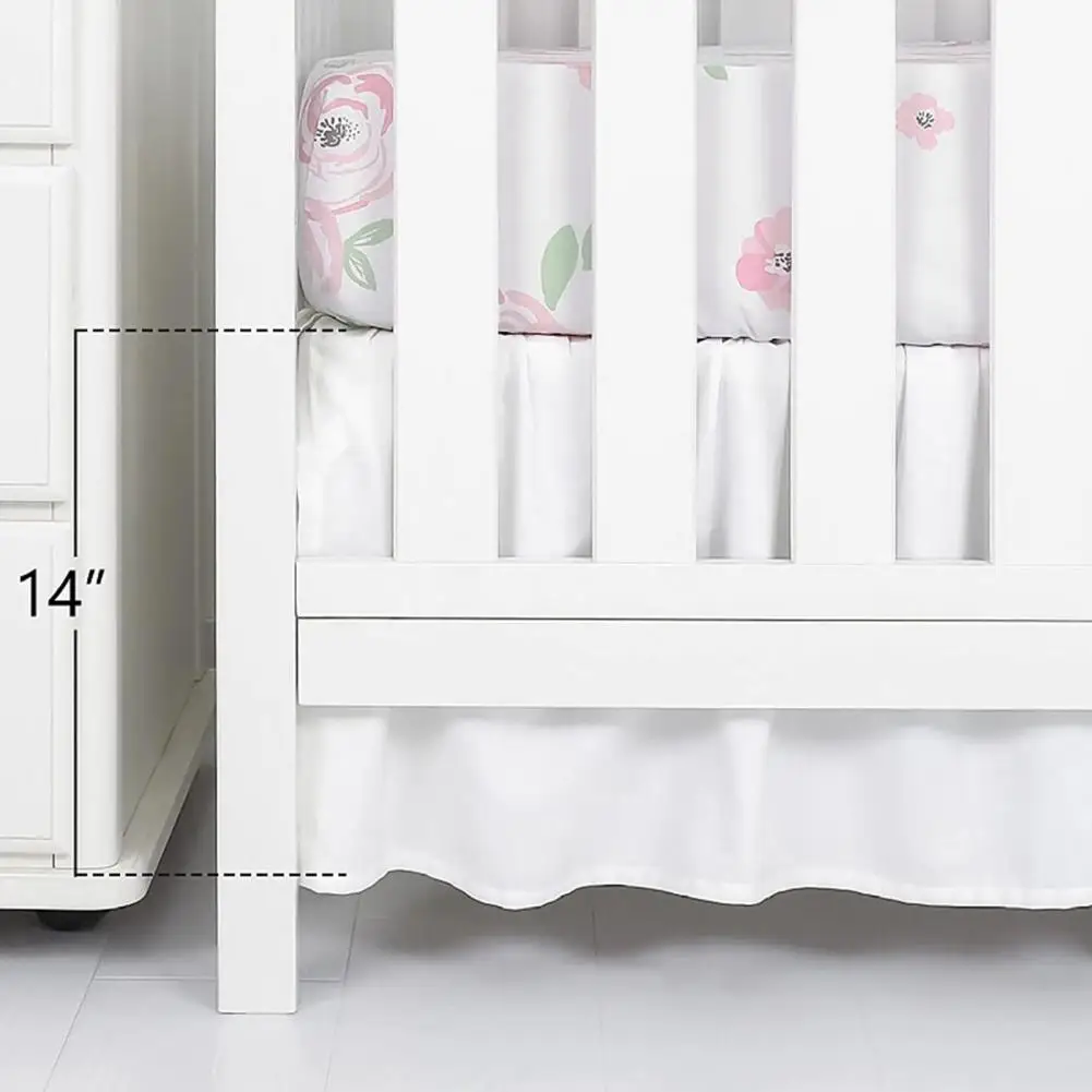 

Elastic Band Crib Skirt Soft Elastic Baby Crib Bed Skirt for Toddler Bedroom Easy Installation Dust Cover Pleated for Boys