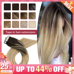 Moresoo-Cinta en extensiones de cabello humano brasileño, Balayage Natural, Rubio, degradado, máquina recta, cinta de cabello Remy extensiones de cabello natural adhesivas extensiones de cabello natural humano rubio ex