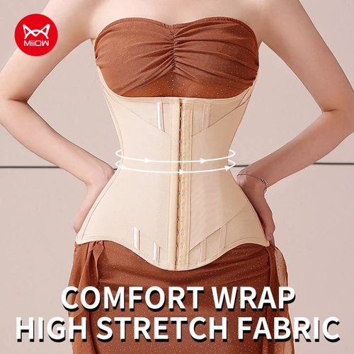 Imagen 1 del producto MiiOW-corsé entrenador de cintura en forma de U para mujer, moldeadores abotonados, entrenador de cintura levantada de pecho, ropa moldeadora de cuerpo adelgazante de hueso de acero