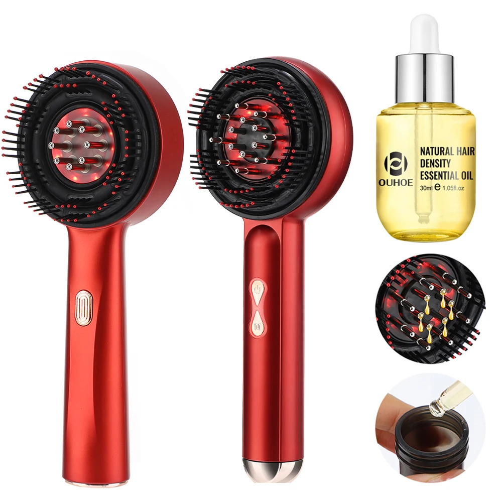 

Electric Vibration Massage Comb Red Light Hair Growth Massage Scalp Brush Anti Hair Loss Liquid Oil Applicator Hair Care