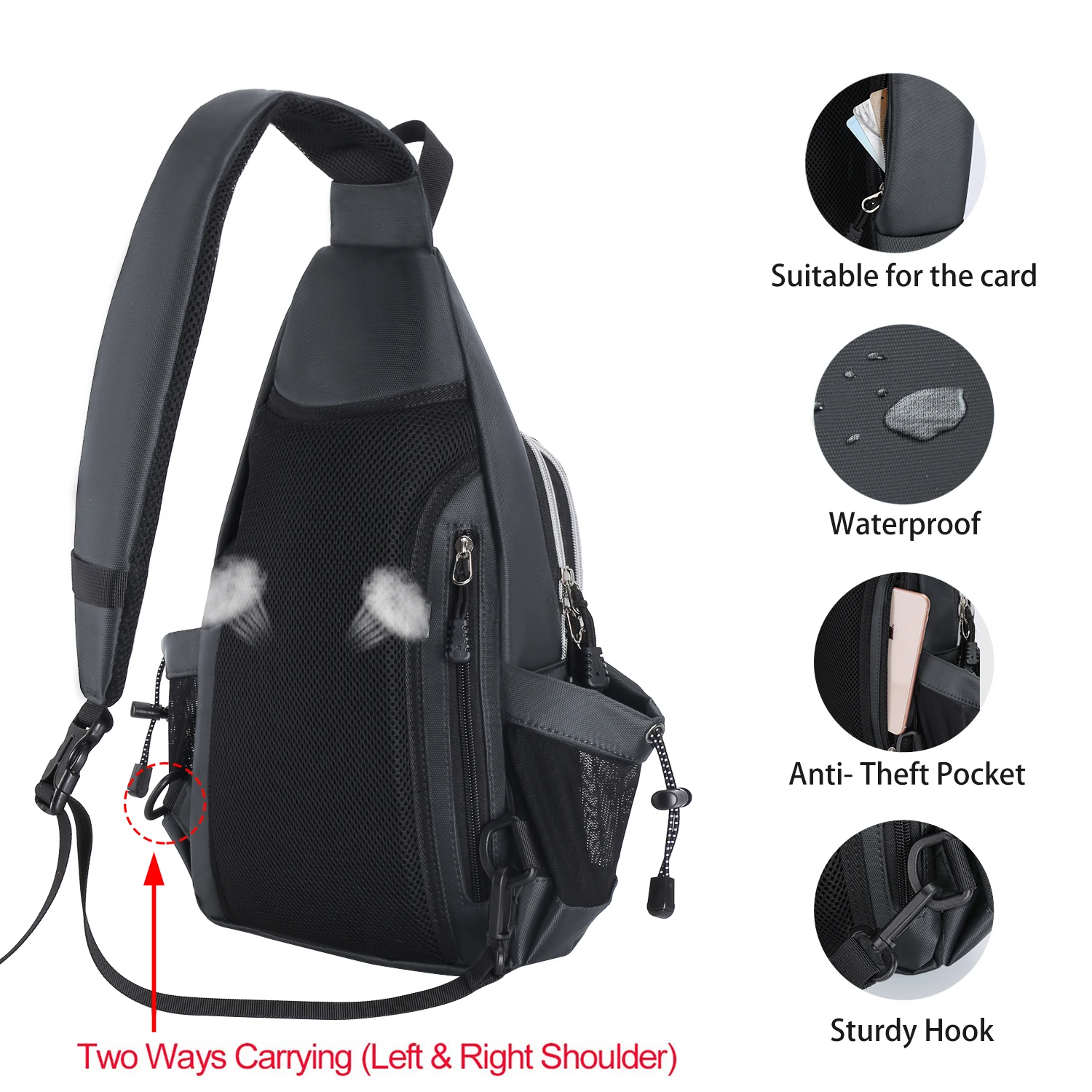 Unisex Double Layer Sling Chest Bag, Business Casual Sports Daypack, Crossbody Shoulder Handbag, Homem Messenger Bag