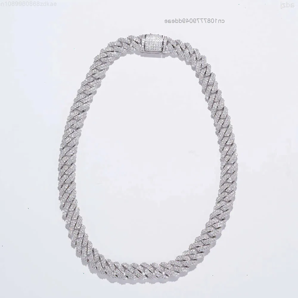 

Hip Pop Fashion Moissanite Necklace 925 Sliver--white Gold Cuban Chain