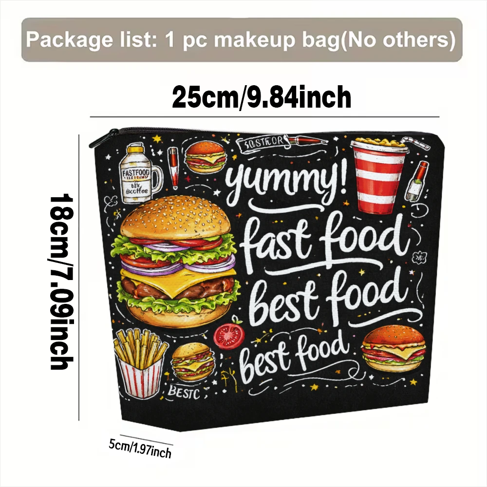Burger Fries Drink Popcorn Cheeseburger Makeup Bags for Girls Cosmetic Pouch Toiletry Bag Pencil Case Travel Storage