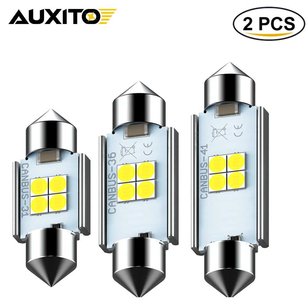 

Светодиодная лампа AUXITO C5W C10W Canbus Festoon светильник 31 36 41 мм, ламсветильник для чтения в салоне автомобиля, купольная лампа для номерного знака, багажника