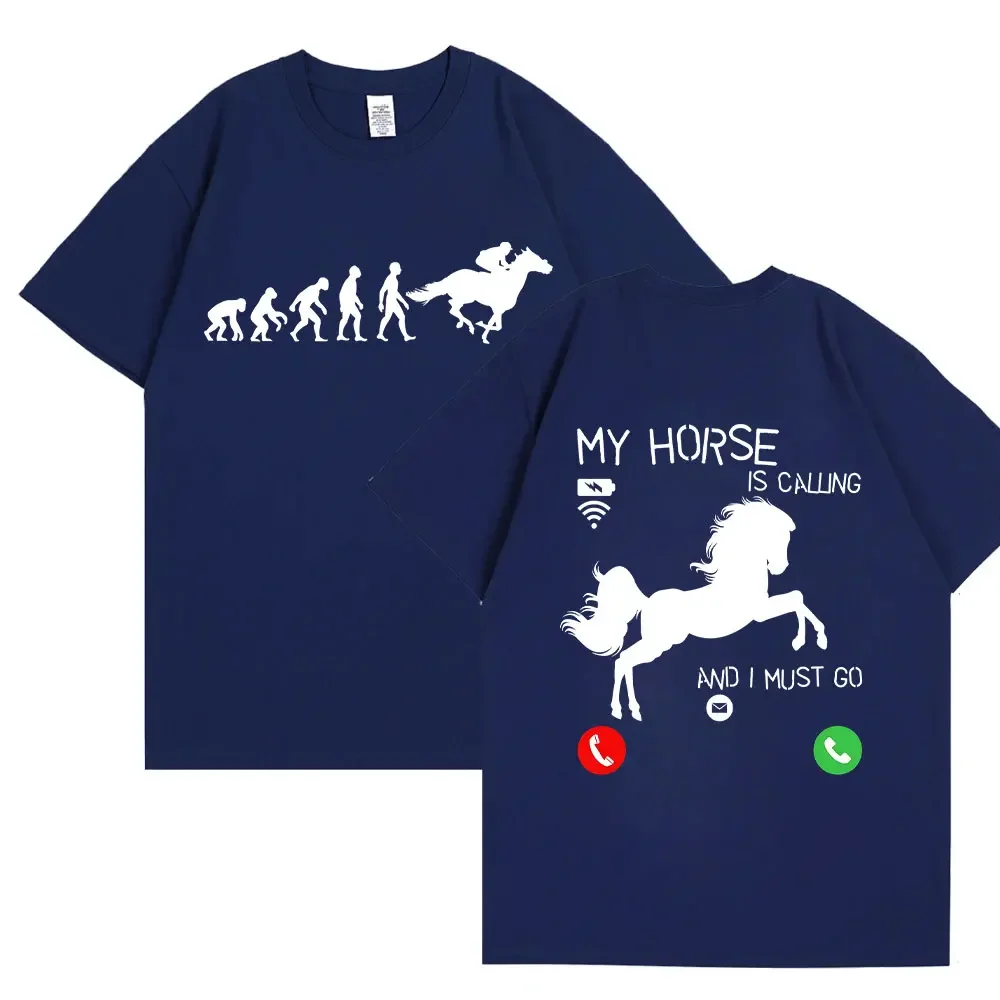 Horsing Shirt for Women Horse Riding Evolution Anime T Shirt My Horse Is Calling...and I Must Go Funny T Shirt Women T-shirts
