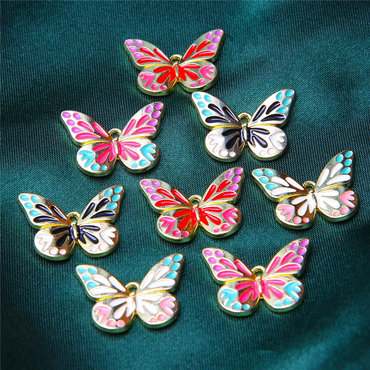 Esmalte Pingente De Borboleta Colorido, Colar DIY e Pulseira, Jóias Fazendo Suprimentos, Acessórios, Pacote de 10, 21*15mm