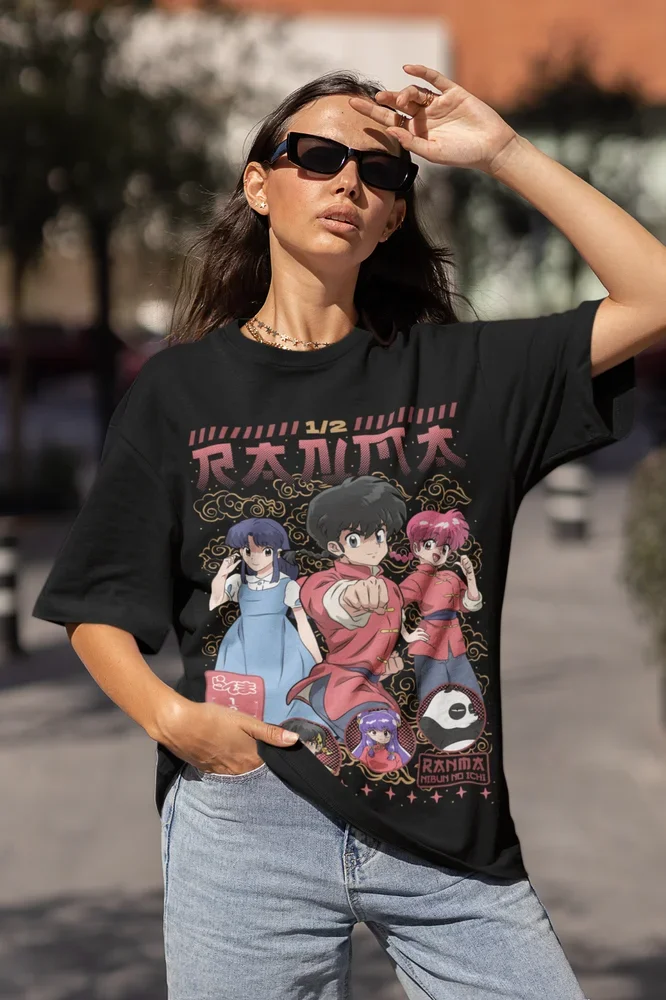 Ranma 1/2 T-shirt Shampoo Rumiko Takahashi Girl Kawaii Funny Anime Tee All Size Graphic T Shirts Y2k Top Women Clothing