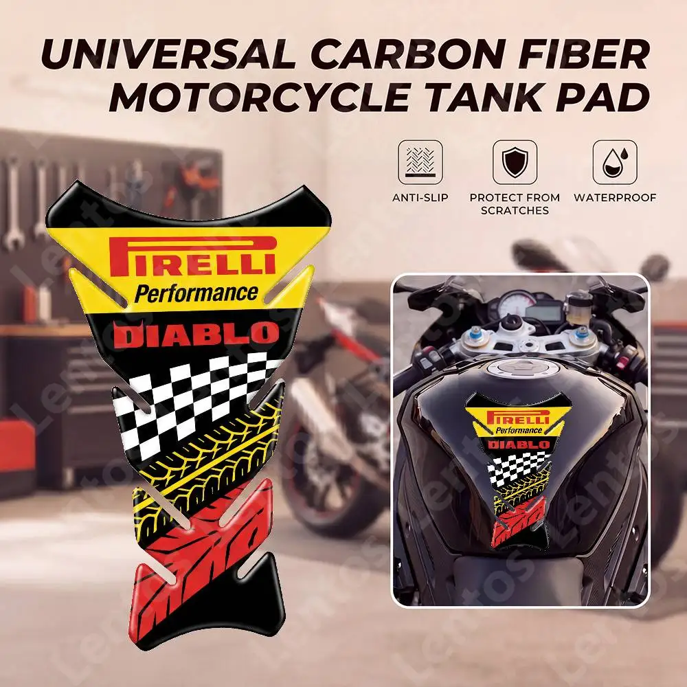 Protector de Tanque para Moto PIRELLI, Adhesivo de Goma Antideslizante con Diseño de Espina de Pescado