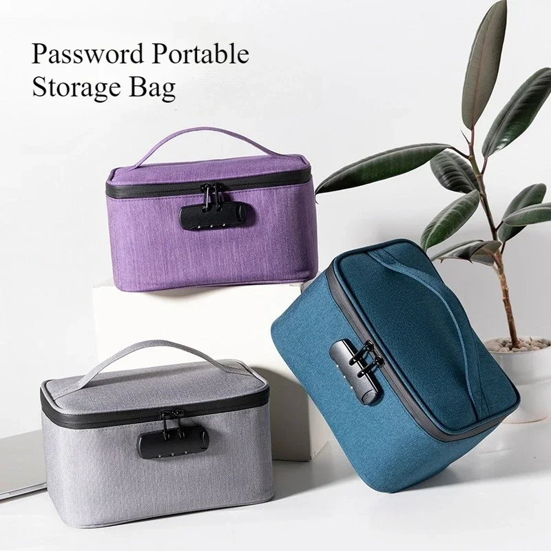 Simple Combination Lock Anti-theft Large-capacity Portable Household Sundries Card ID Bag Multi-functional Storage Bag