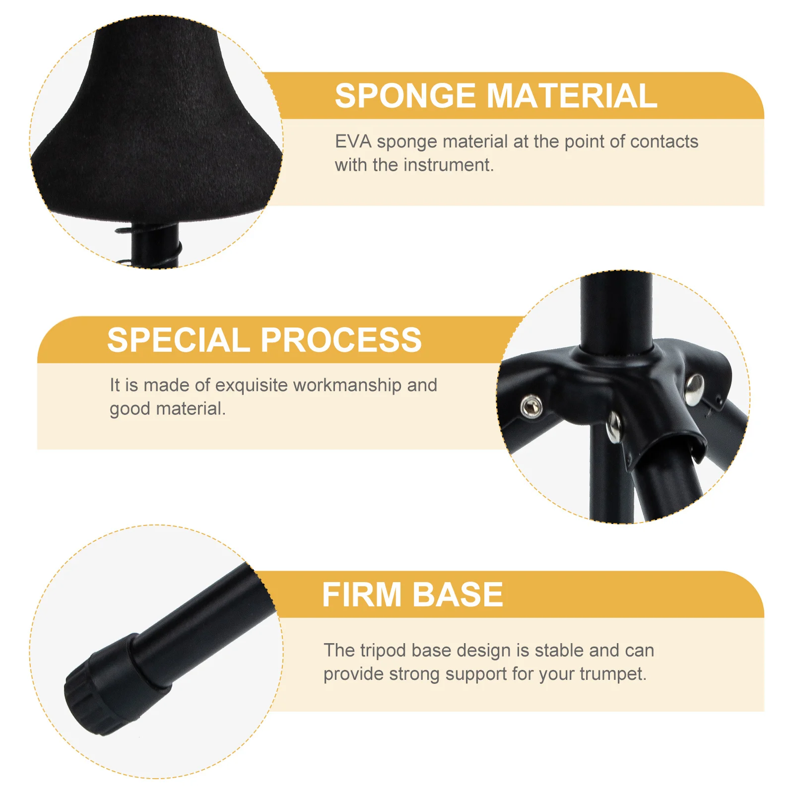 

Sturdy Iron Trumpet Holder Foldable Design Stable Tripod Base Durable Sponge Protection for Indoor Outdoor Use