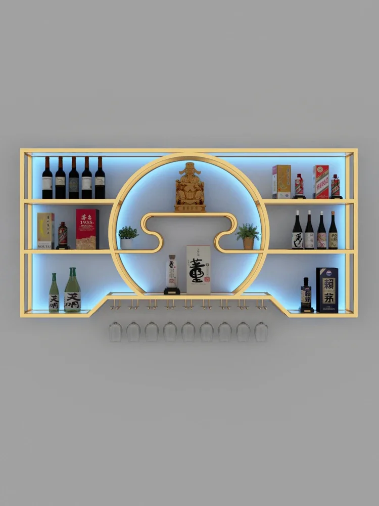 

Wine shelf Baijiu cabinet against the wall Wall-mounted shelf Bar wrought iron display stand