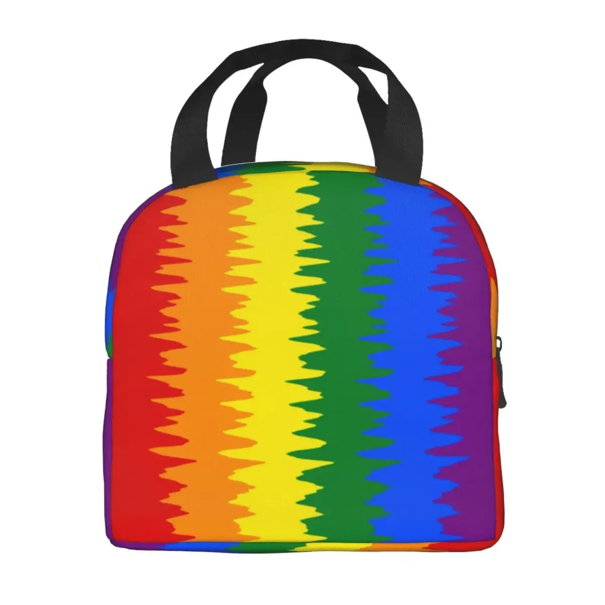 Custom Gay Pride LGBTQ Flag Zigzag Insulated Lunch Tote Bag for Women LGBT Thermal Cooler Food Lunch Box Kids School Children