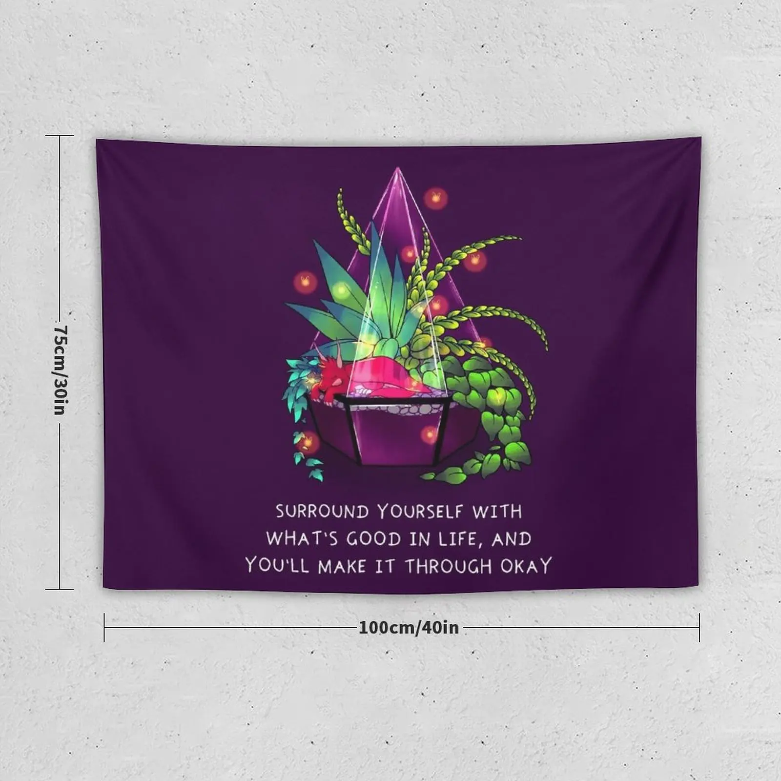 New Surround Yourself With What's Good in Life Terrarium Dragon Tapestry Room Ornaments Tapestries Wall Hanging Cute Decor