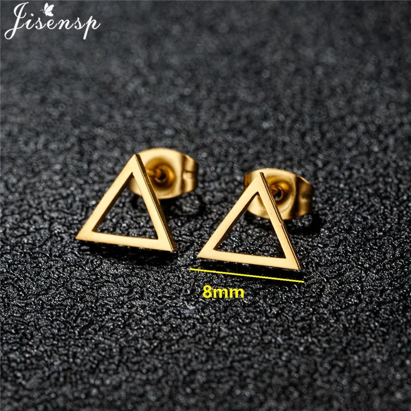 Punk Stainless Steel Triangle Earrings for Women Hip Hop Geometric Jewelry Simple Black Small Ear Studs Pendientes Hombre 2025