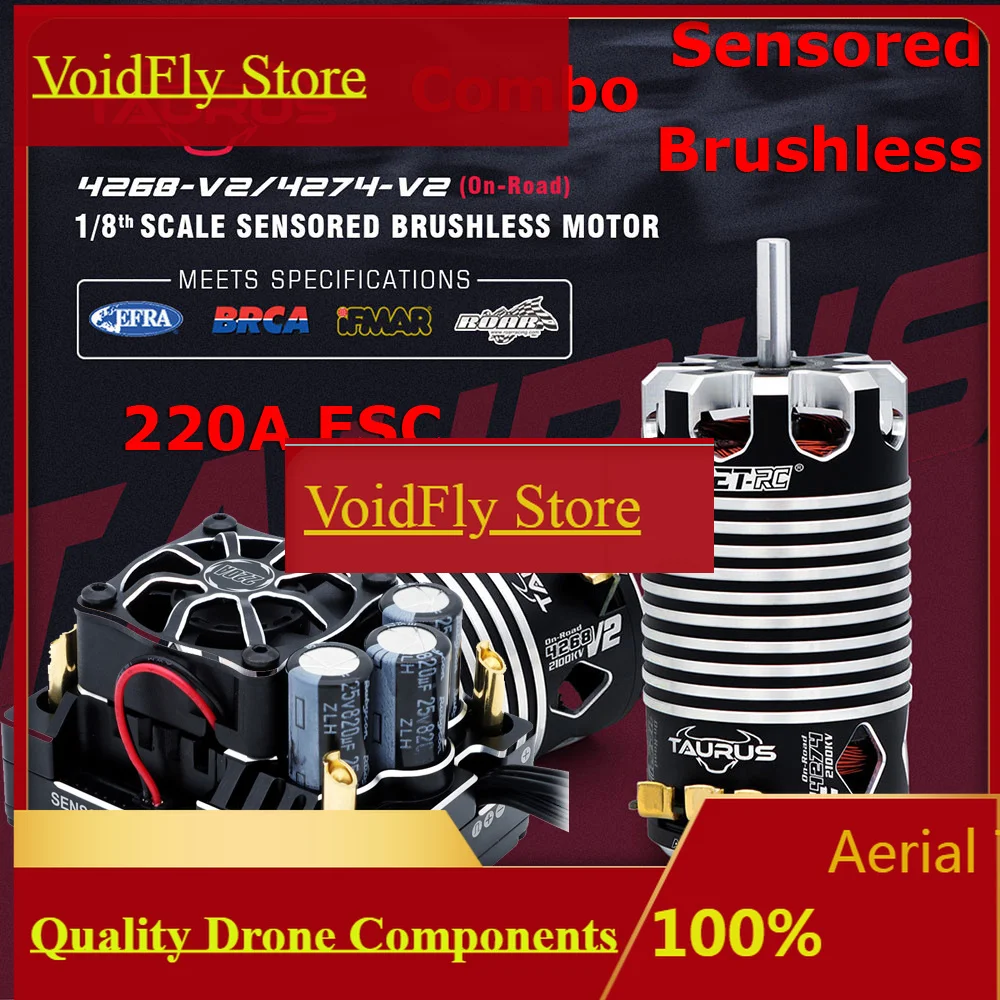 VoidFly ROCKET-RC V2 Sensored 220A Brushless ESC 2-4S Speed Controller 4268 4274 Brushless Motor For 1/8 RC Car On-Road Buggy Pa