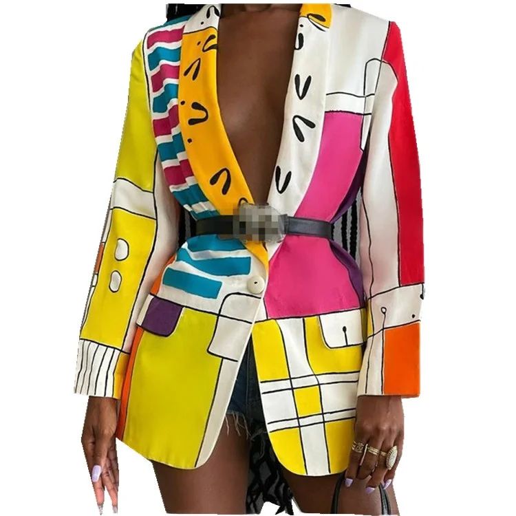 

Осенне-зимний женский модный пиджак с V-образным вырезом, в клетку, на пуговицах, средней длины, для офиса, с длинными рукавами, из полиэстера