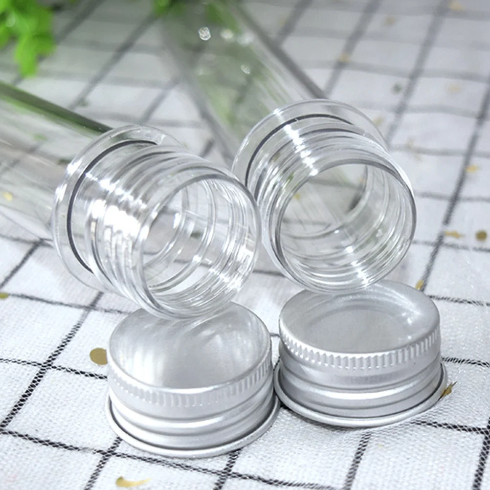 20pcs 40Ml Clear Plastic Test Tubes Pet Cylindrical Containers Screw Caps For Science Experiments Storage Craft Decoration Party