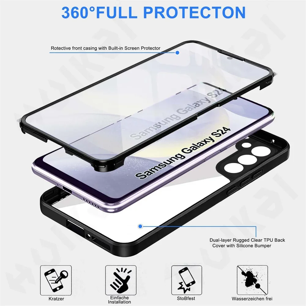 Case For Samsung Galaxy S24 S23 S22 Ultra Plus A55 A35 A15 A54 FE 5G 360 Full Shockproof Silicone Screen Protection Phone Cover image 4