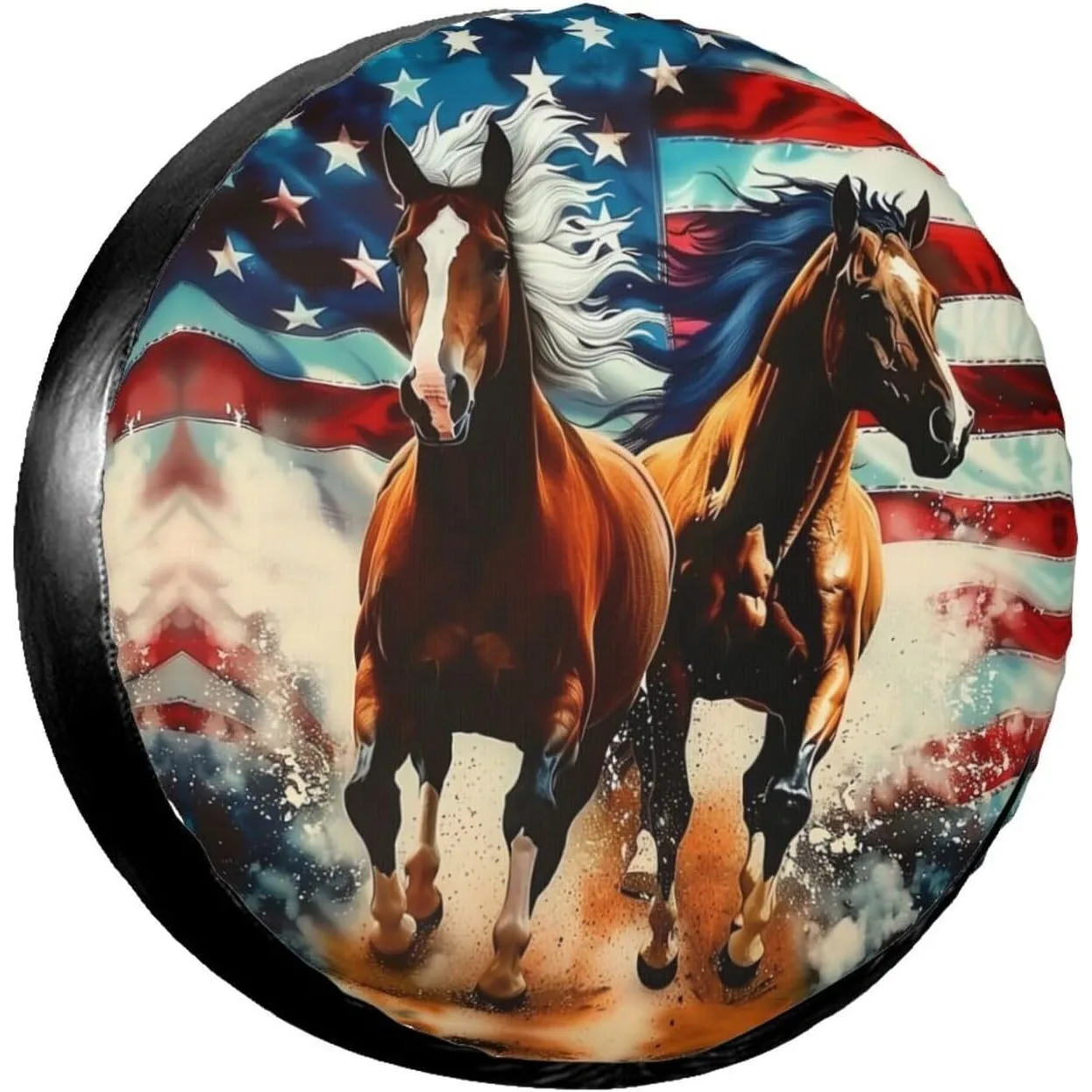 

Чехол на запасное колесо с флагом лошадей в стиле ретро для прицепа, кемпера, универсальный чехол на колеса грузовика, защита колес для путешествий на открытом воздухе, 15 дюймов