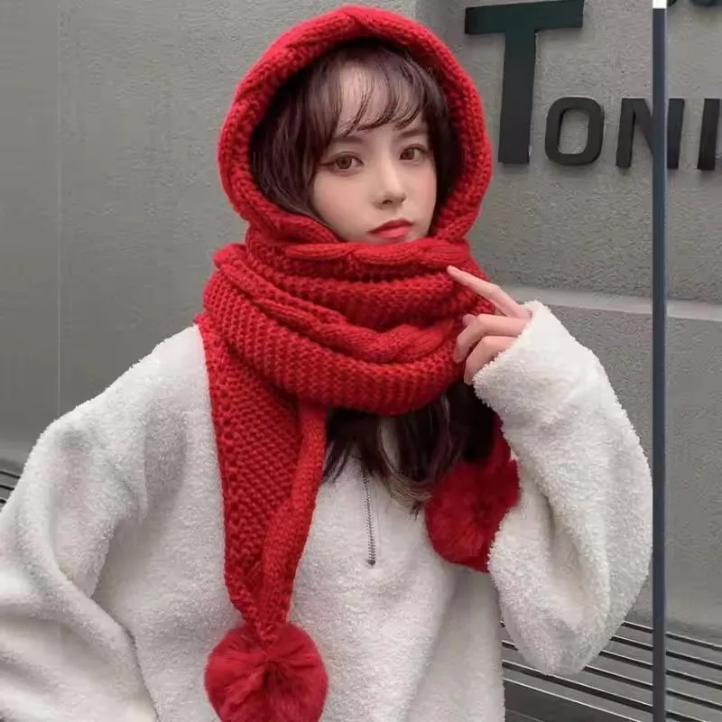 الكورية الدافئة متماسكة أقنعة قبعة المرأة قطعة واحدة الدافئة والباردة مقاومة كرة صوف الأذن حماية قبعة قبعة لينة وعصرية