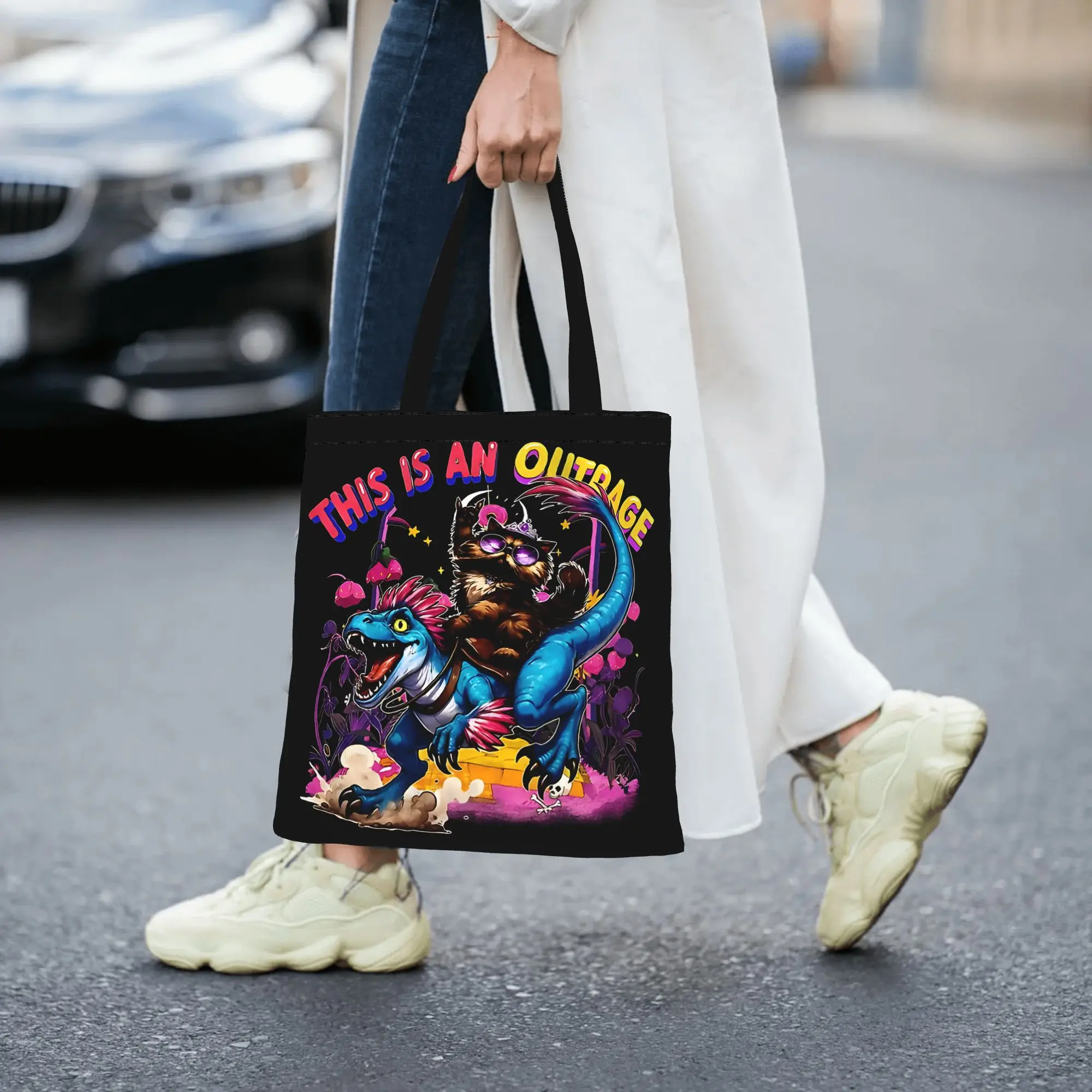 This Is An Outrage Donut Dungeon Crawler Carl canvas tote bag,  casual style for daily shopping