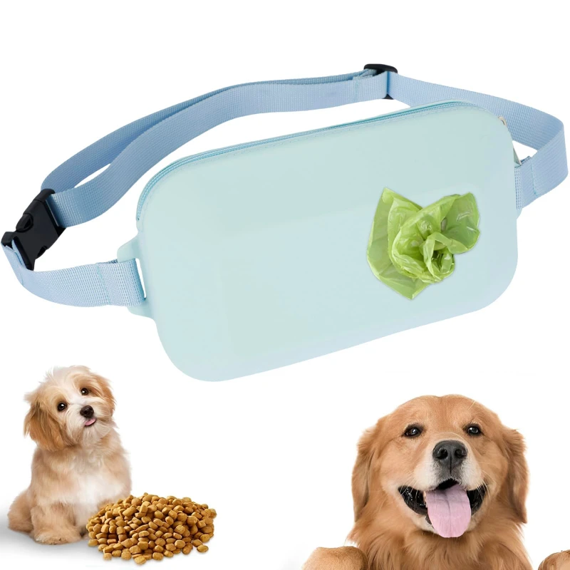 Multi Color Pet Silicone Dog Food Bag Outdoor Portability Training Walking Feeding Waist Pack Snack Large Capacity Lightweight