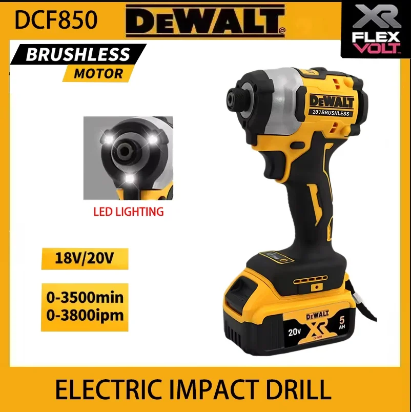 NEW DEWALT DCF850 205NM brushless cordless screwdriver 20V DEWALT electric tool battery DEWALT rechargeable electric screwdriver