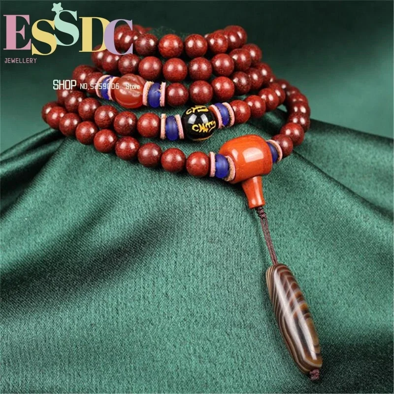 

Высокое качество, оригинальный лобулярный красный сандал, старый материал, куриная кровь, тонкая 108 мала, бусина, ручная веревка, молитвенный браслет, оптовая продажа