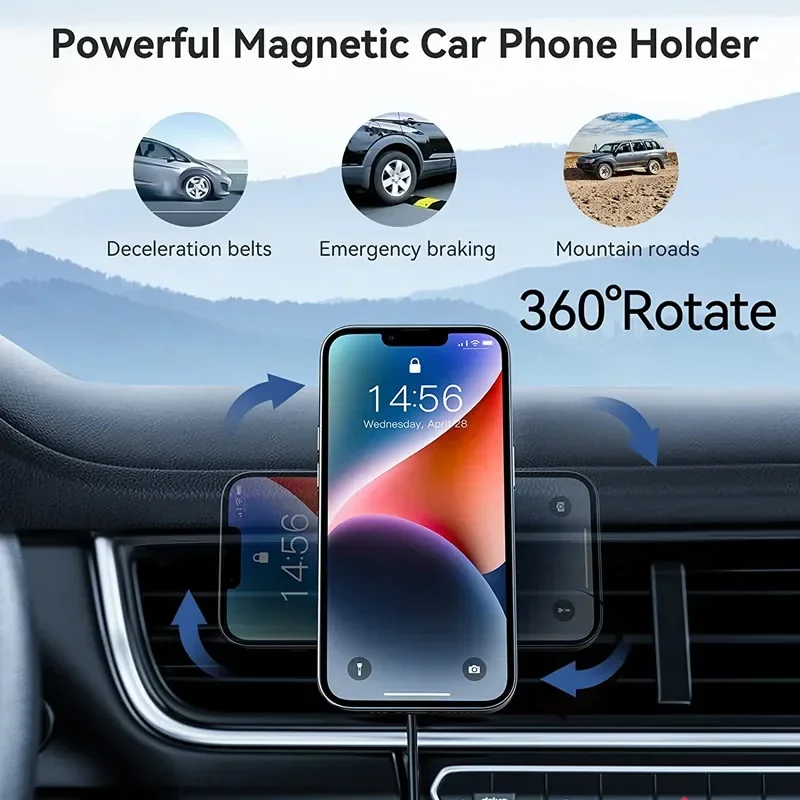 30W Magnetic Car Wireless Charger Phone Holder Stand for iPhone 15 14 13 12 Pro Max Samsung Car Mount Fast Charging Dock Station