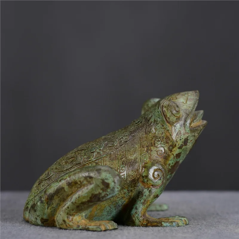 Folk Antique Collectibles Bronze Frog Figurine For Wealth