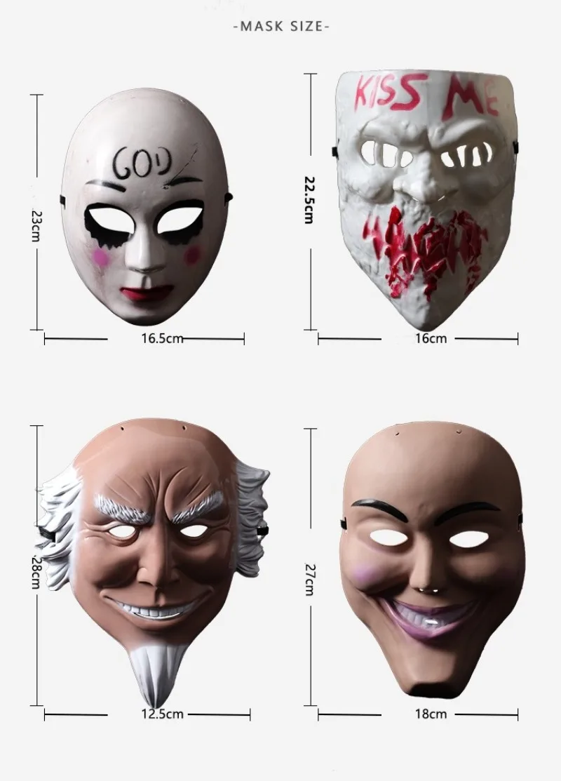 الرعب القاتل الفوضى هالوين قناع حفلة بولي كلوريد الفينيل جيمس ساندين أقنعة لعب الأدوار تطهير الفيلم زي الدعائم تأثيري قناع