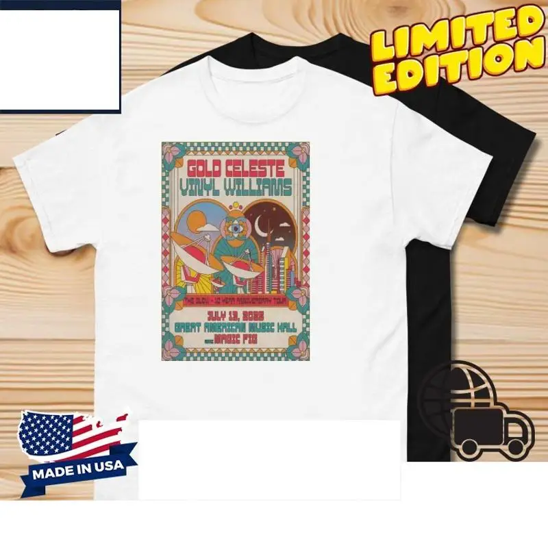 Camiseta dorada Celeste vinilo Williams gran salón de música estadounidense en Ca Jul 13 2025
