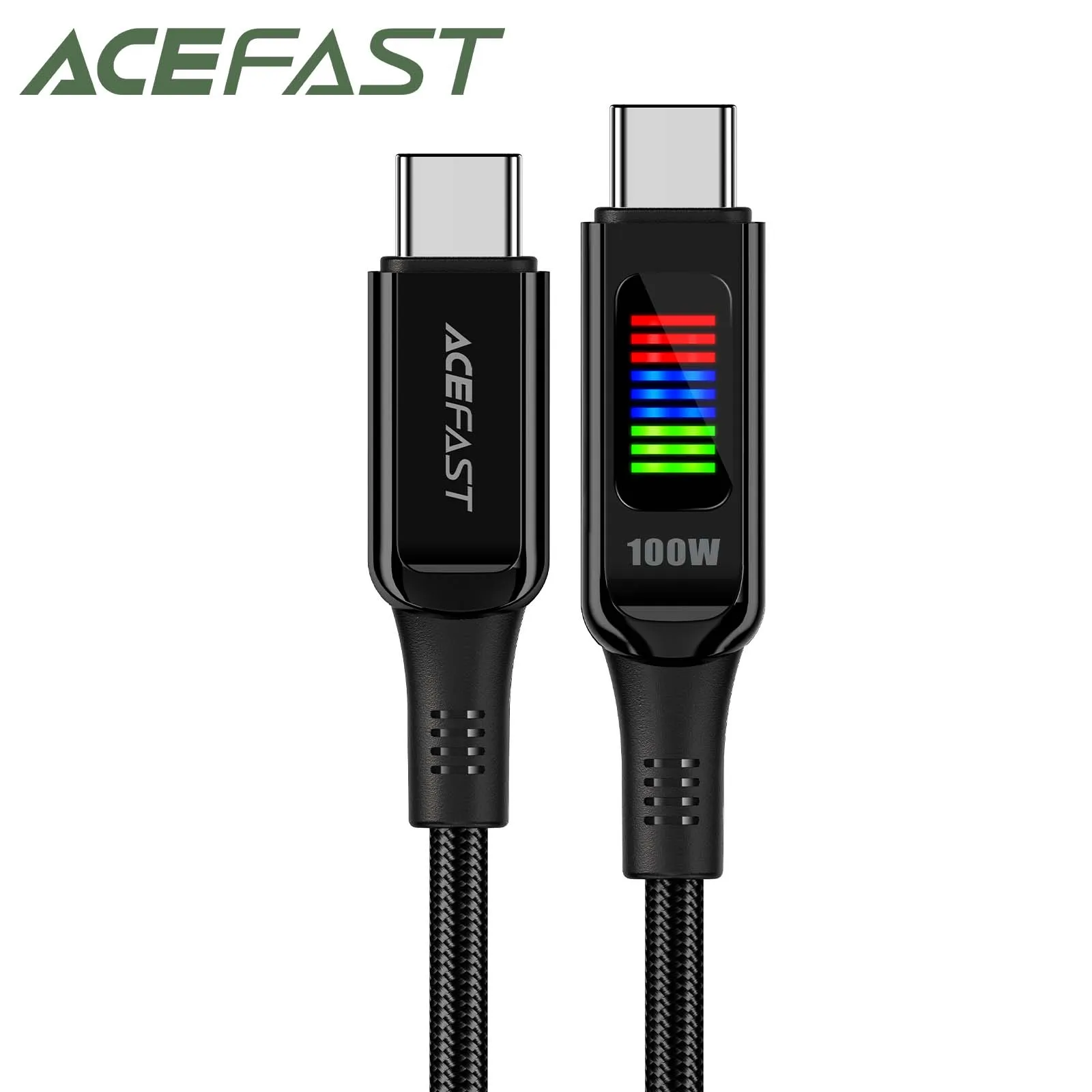 

ACEFST 5A Fast Charging Phone USB C to C Cable For iPhone 16/15 LED Display Wired Cord 100W Quick Charging For Samsung S23 S23