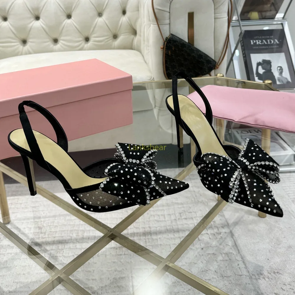 

Rivet Butterfly Slingback Sandals Sexy Pointed Toe Thin Heel Mixed Colors Ankle Warp New Arrivals Fashion Women Modern Shoes