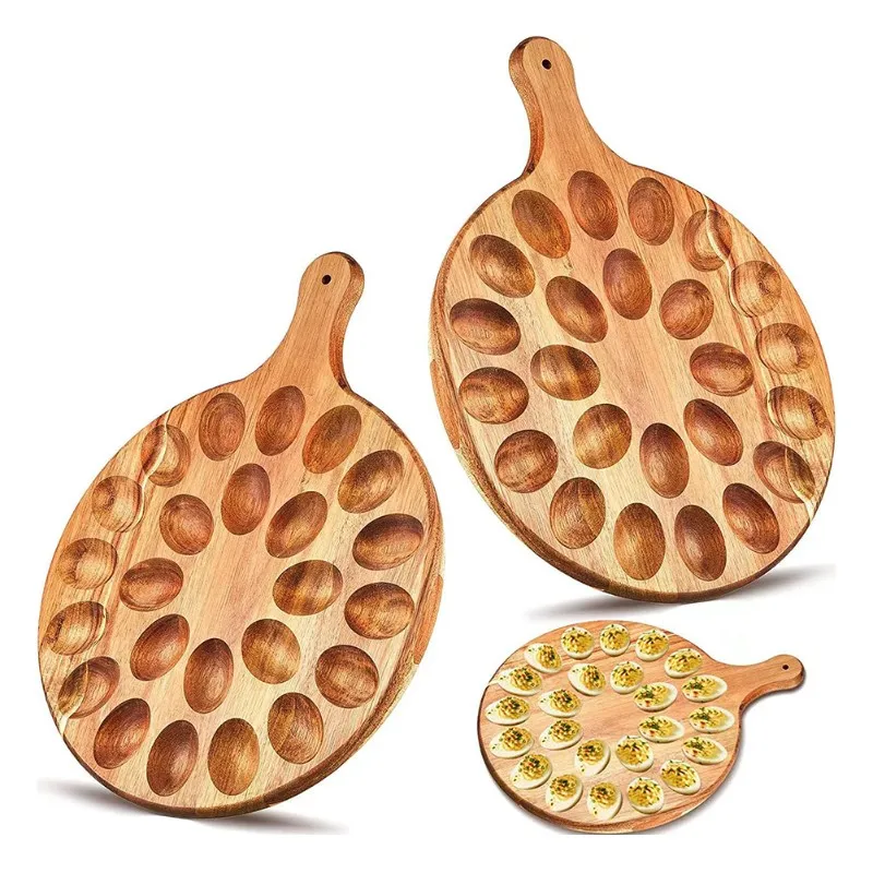 

Двусторонний деревянный лоток для яиц AS94 - Кухонный контейнер для хранения и подачи яиц